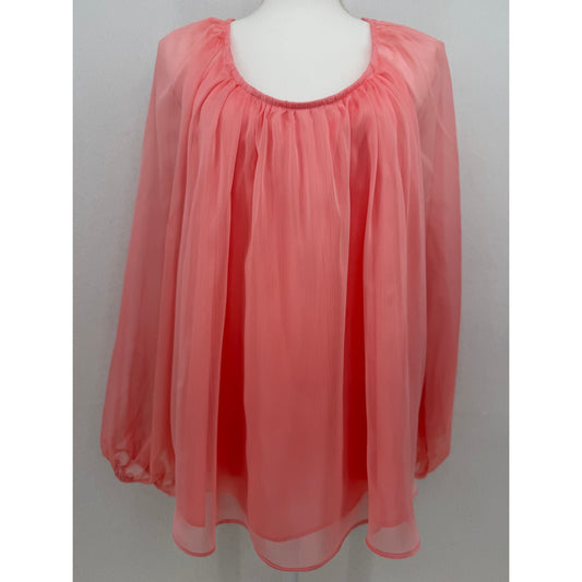 1. State Sweet Nothing Rose Sheer Flowy Whimsical Feminine Coral Top L NWT