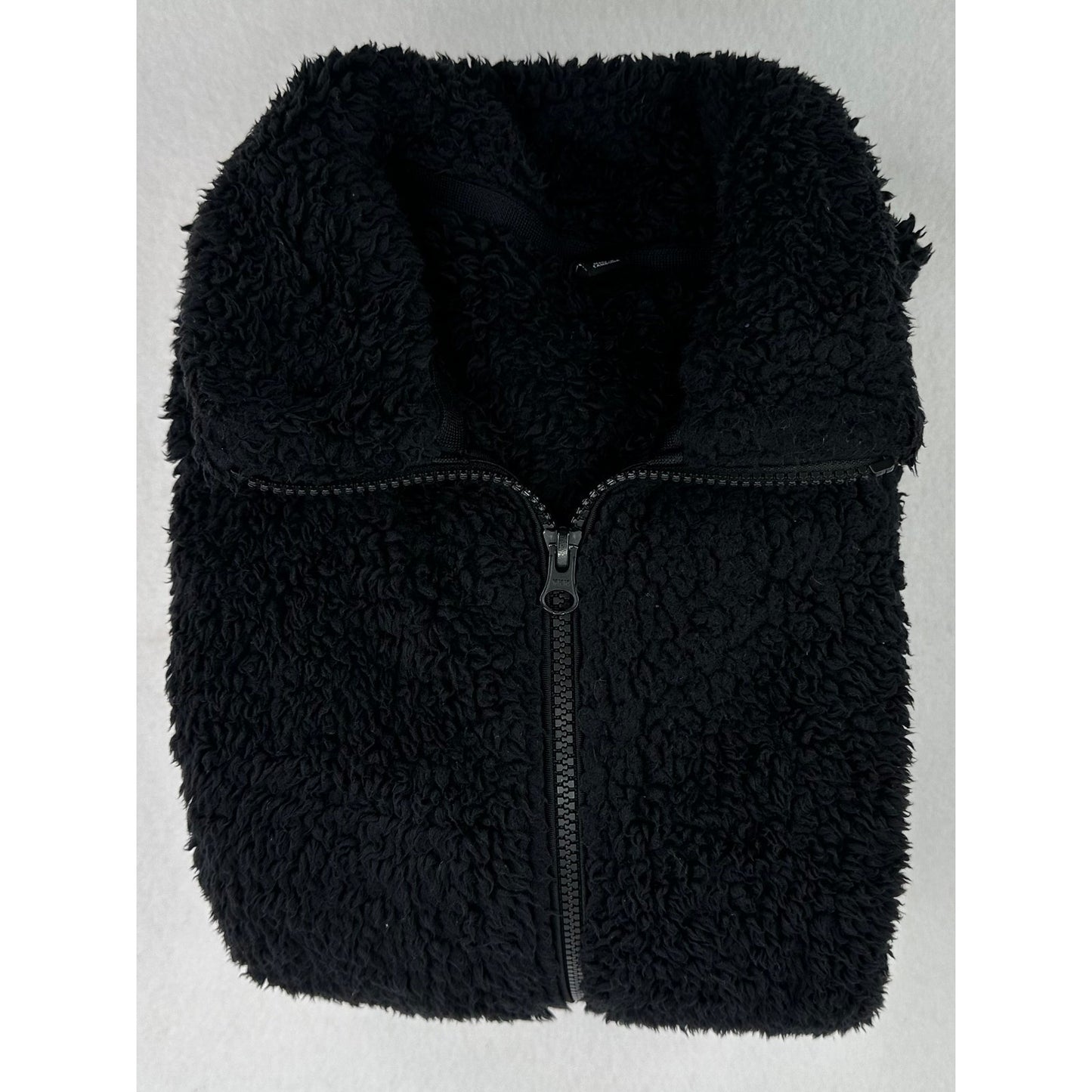 Uni Qlo Black Full Zip Teddy Fleece Fall Jacket Casual Soft Unisex S