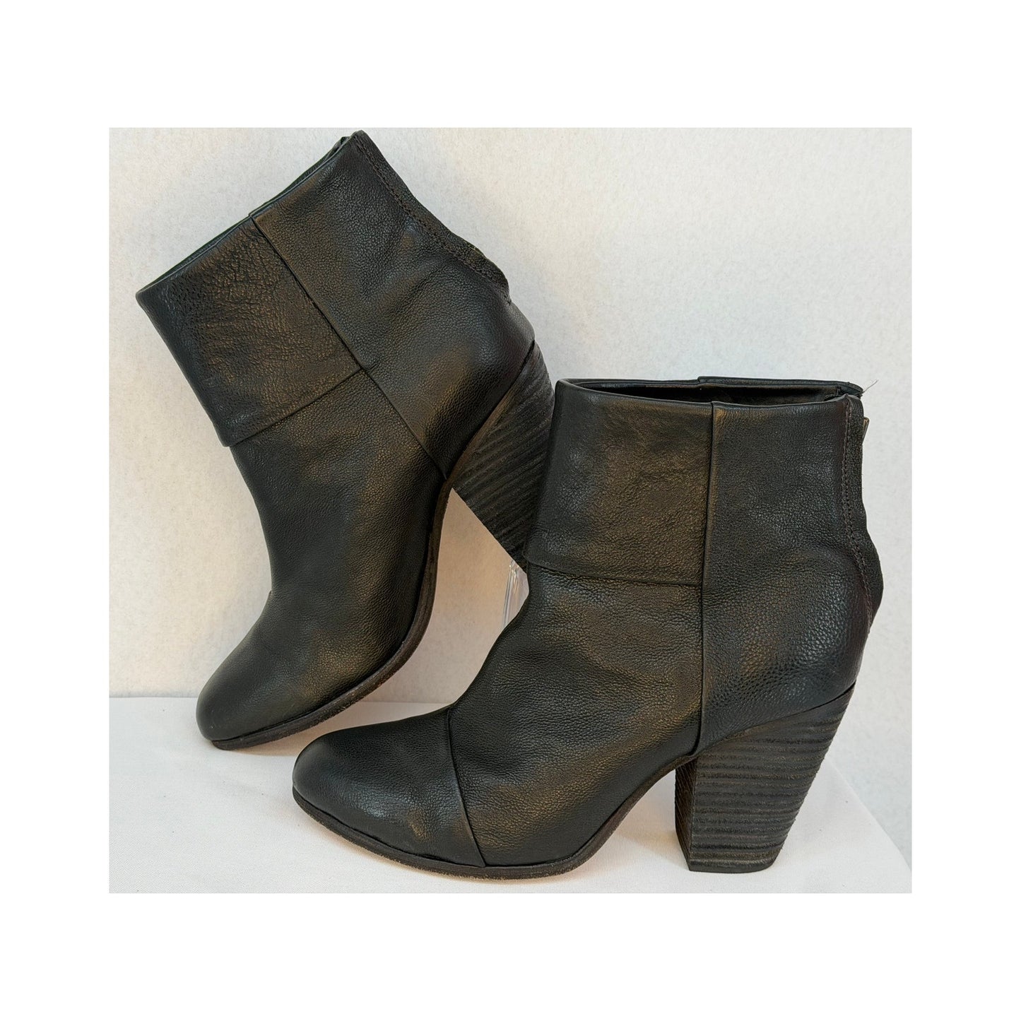 Rag & Bone Classic Newbury Leather Stacked Heel Leather Ankle Boots 8