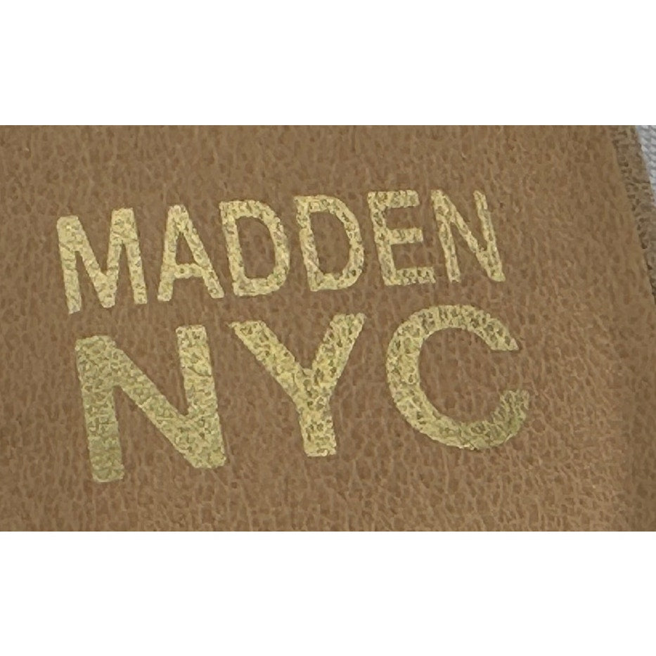 Madden NYC Mule Slip On Flats Tan with Gold Chain Accent 9
