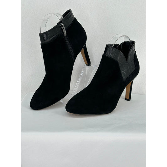 Vince Camuto Larmana Black Leather Side Zip Heel Bootie 9W