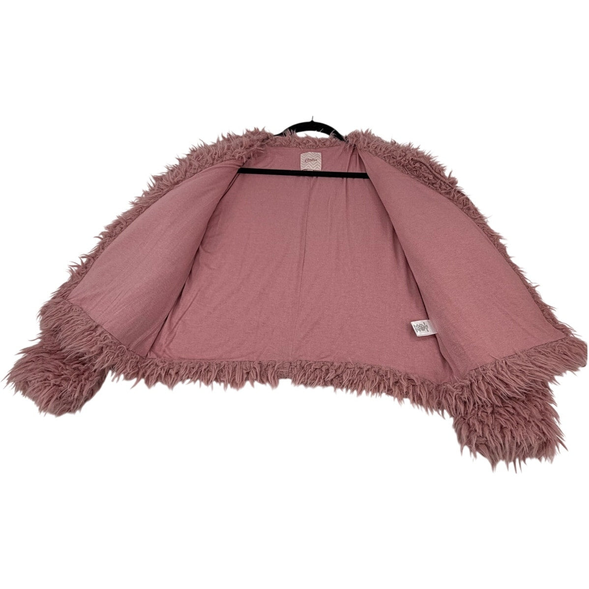 Candies Mauve Rose Gold Pink Faux Fuzzy Furry Shag  Full Zip Jacket Coat S/M