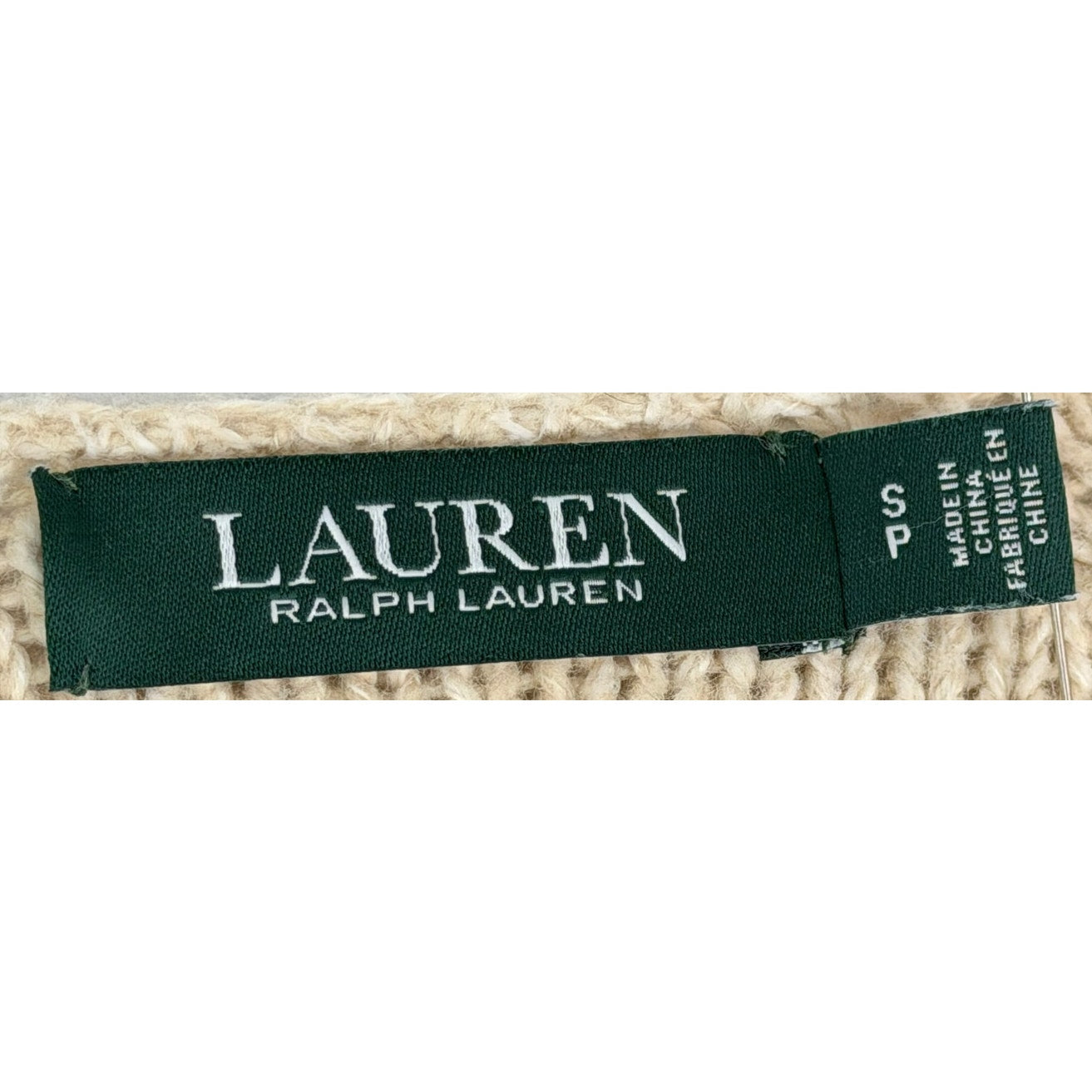 Lauren Ralph Lauren Long Sleeve Tan Cream Scoop Neck Sweater SP