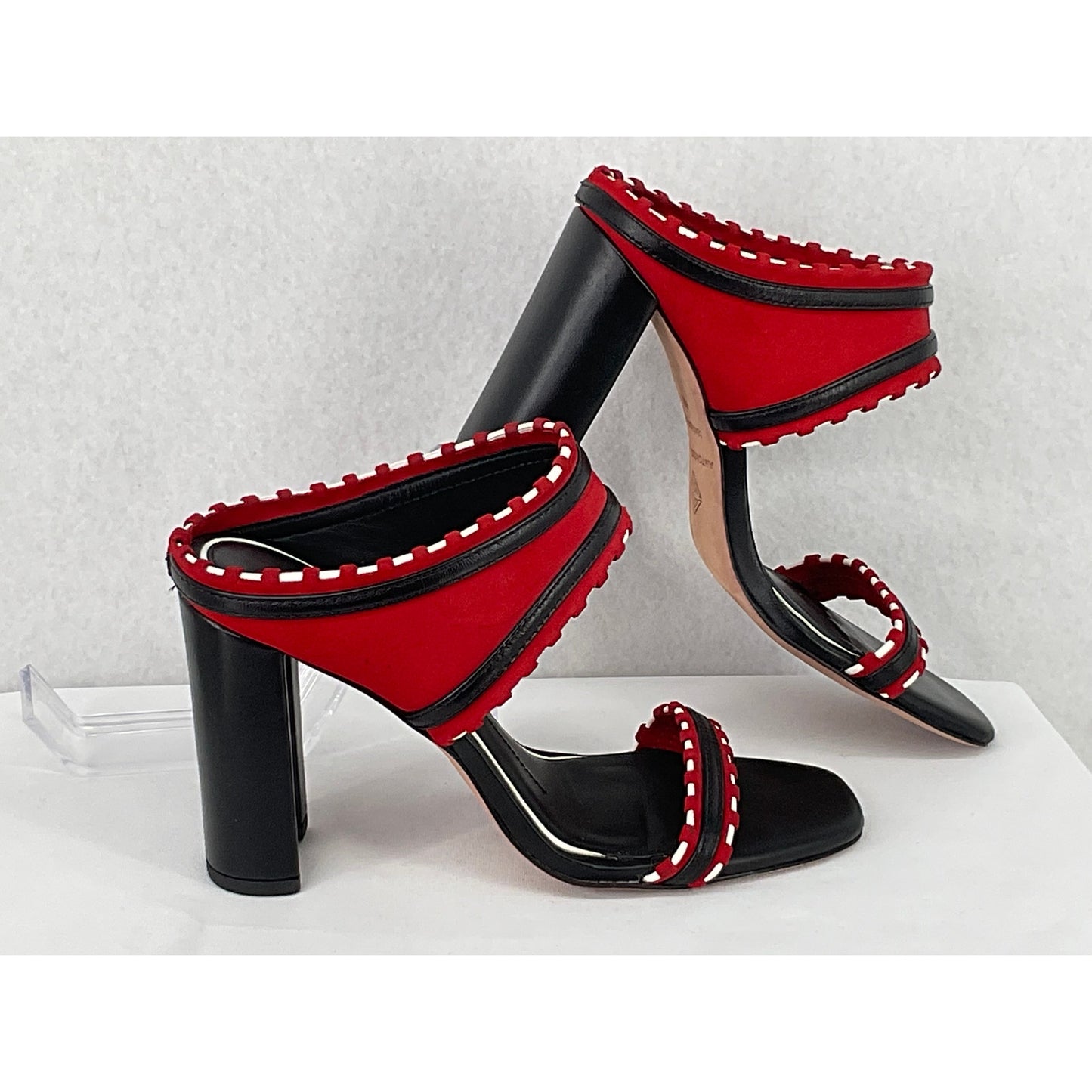 Antonio Melani Sarville Red Black Heeled Mule Slip On 6M