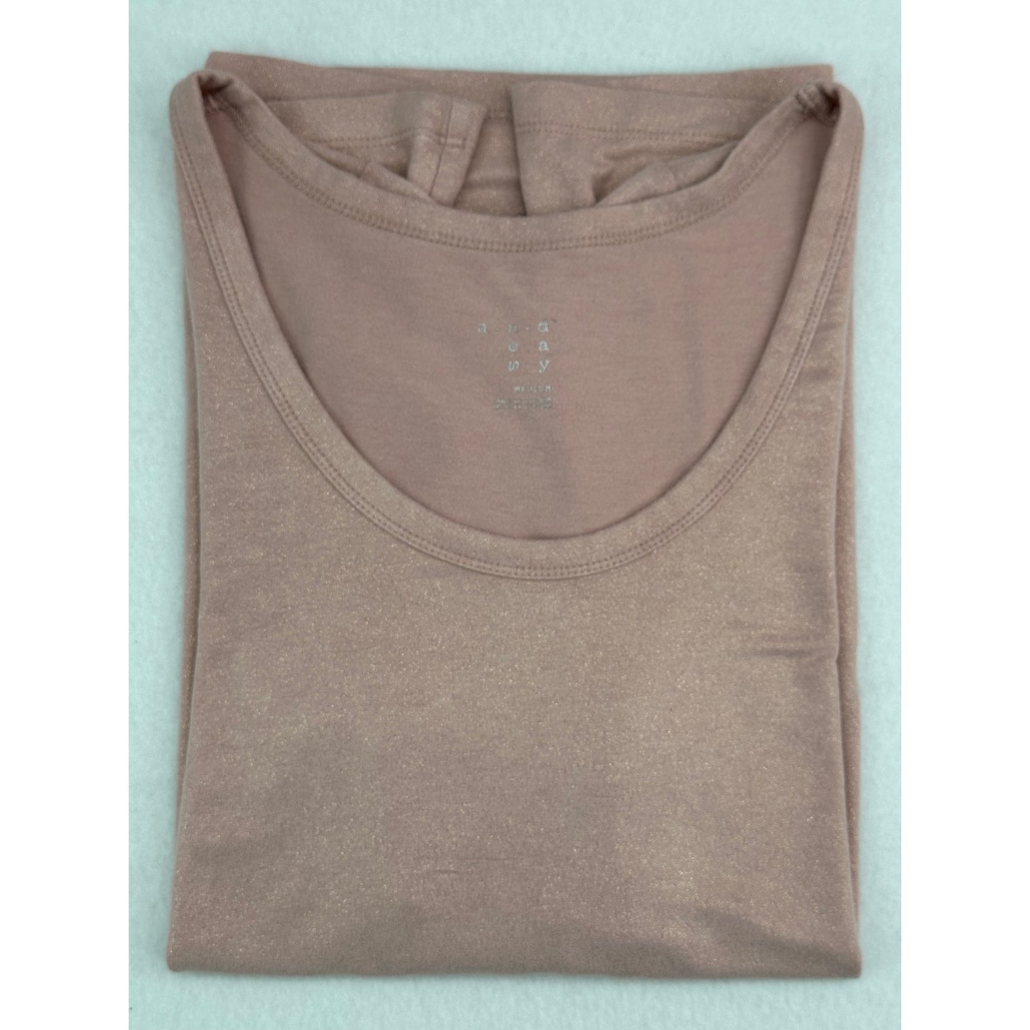 A New Day Pink Sparkle Round Neck Short Sleeve Casual T Shirt M
