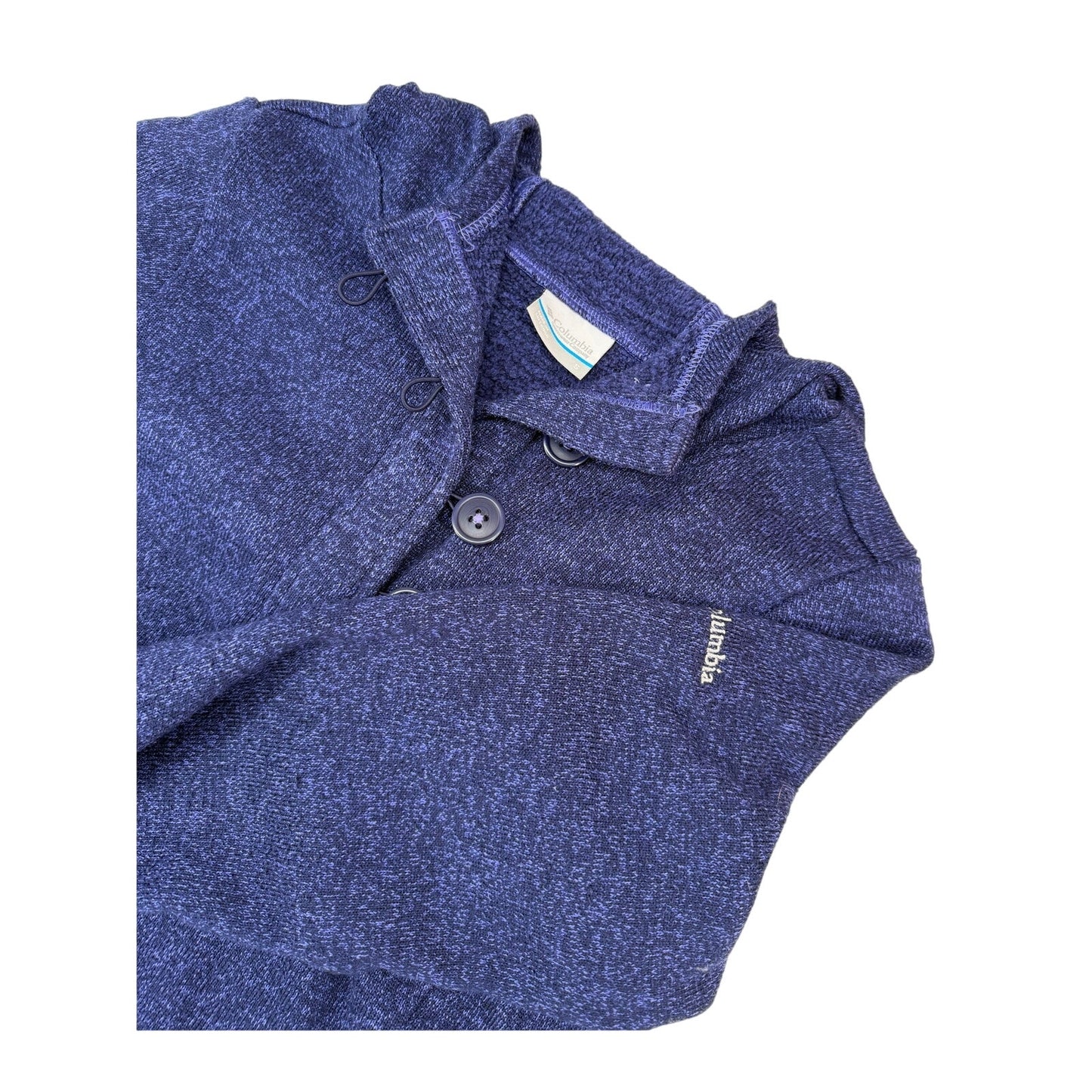 Columbia Blue Pullover Sweater Turtleneck Soft Fleece Lined Button Hoodie S