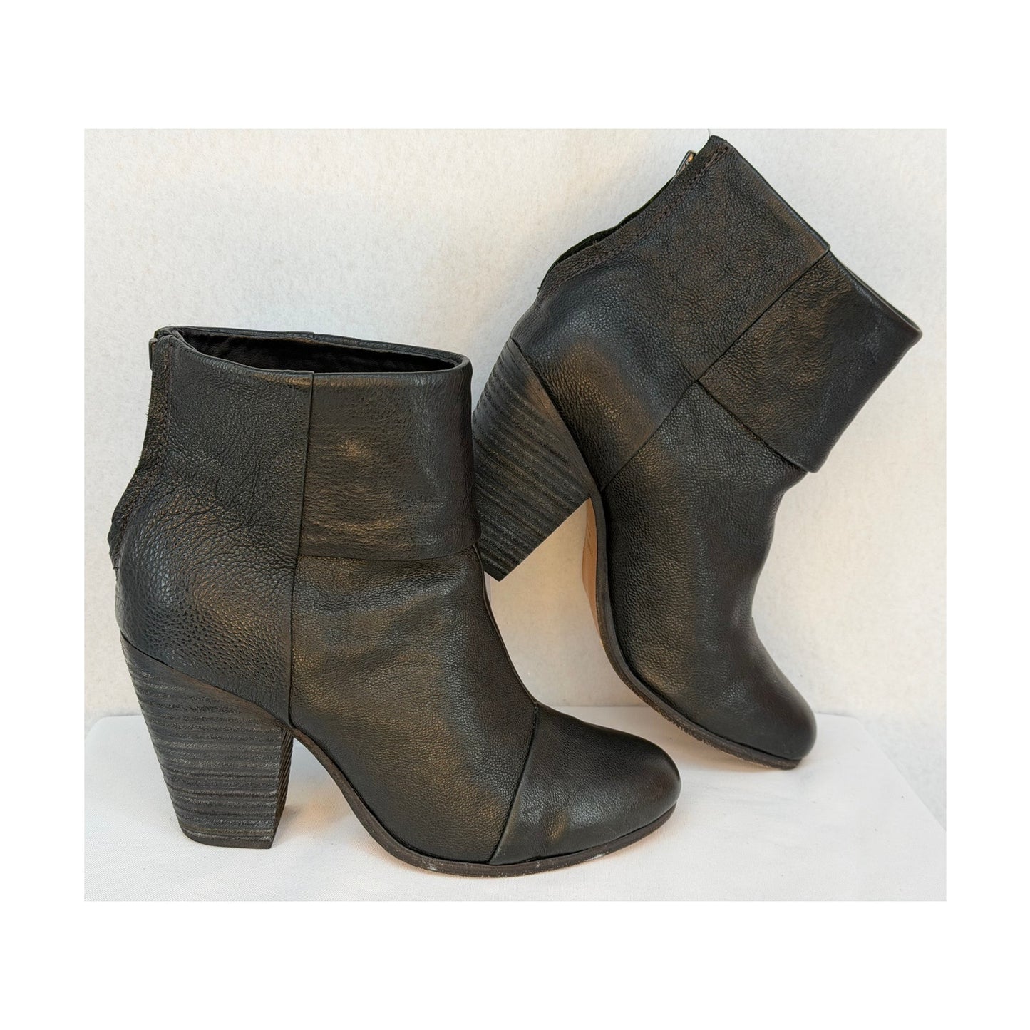 Rag & Bone Classic Newbury Leather Stacked Heel Leather Ankle Boots 8