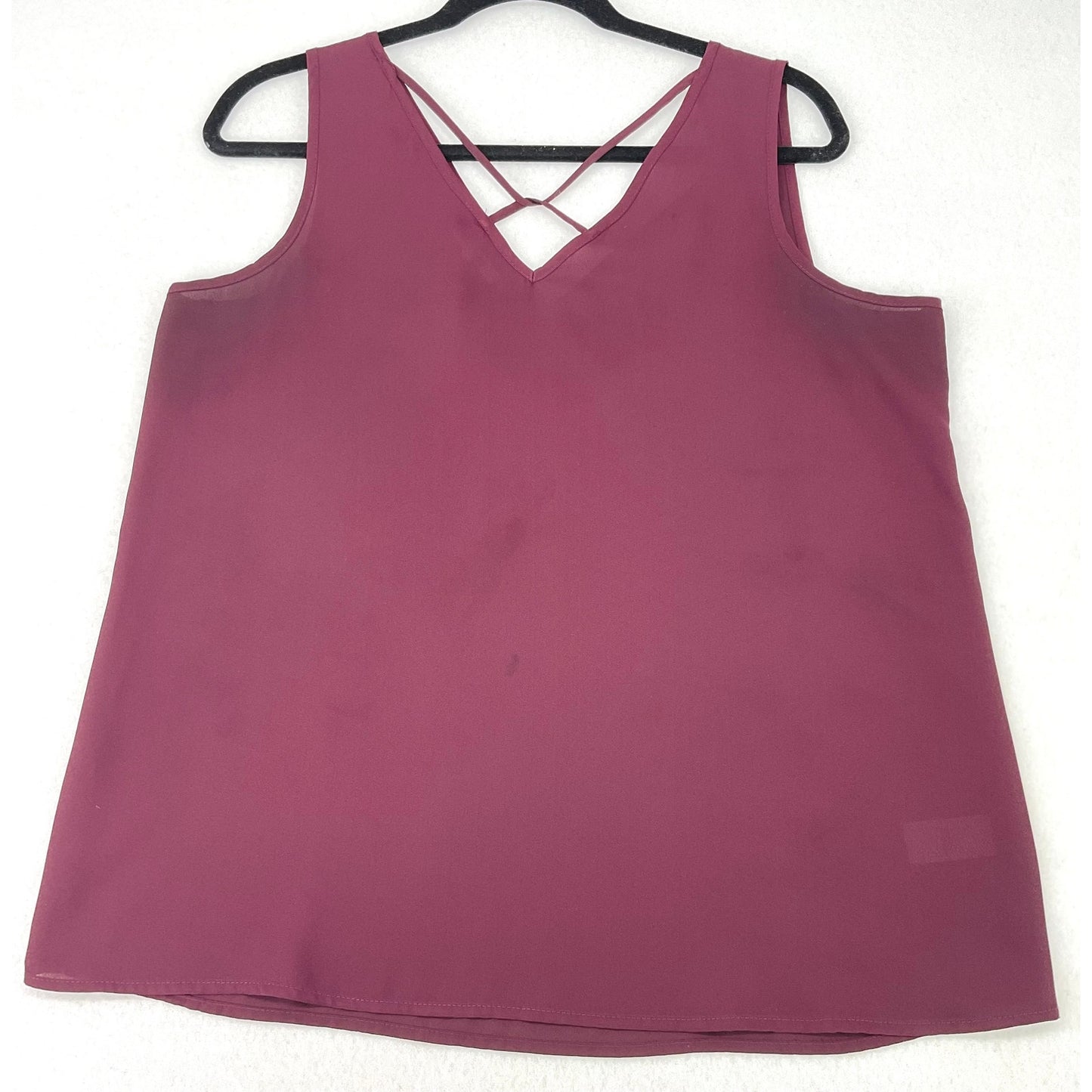 Maurices Burgundy V Neck Front Tank Top Office Party Summer  L