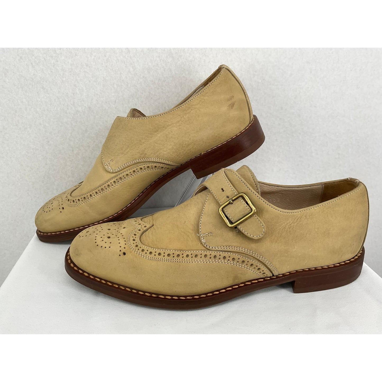 Luca Bossi Brogue Single Monk Strap Men's Business Office Shoes 44 (10-10.5)