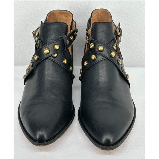 Corso Como Doon Leather Studded Side Buckle Strap Flat Heel Ankle Boots 10M