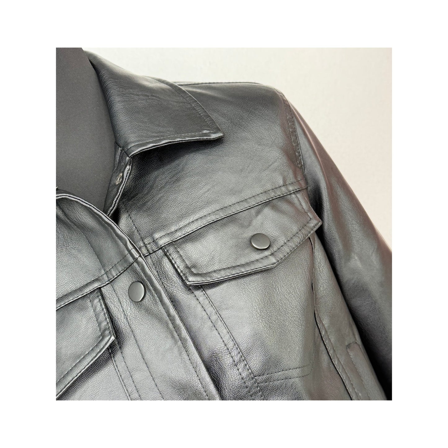 Sebby Collection Black Biker Moto Faux Vegan Leather with Faux Fur Lining Small
