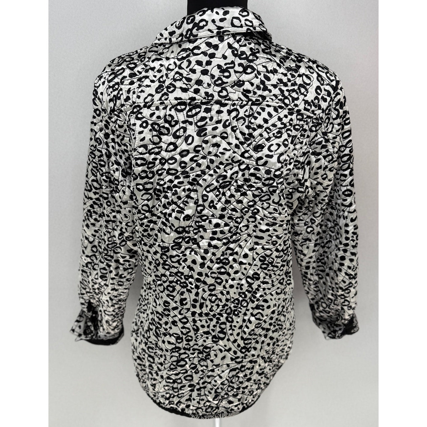 Chicos Pagoda Asian Black White Silk Blend Reversible Embroidered Jacket  4 XXL/20
