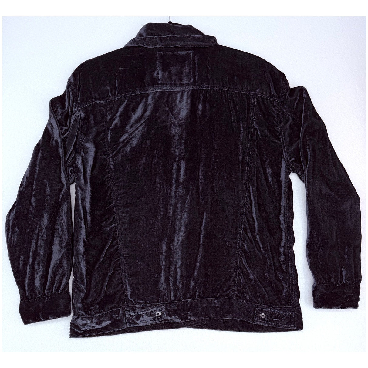 Kyla Seo Rosie Blue Crushed Velvet Trucker Western Boho Silk Blend Jacket S NWT