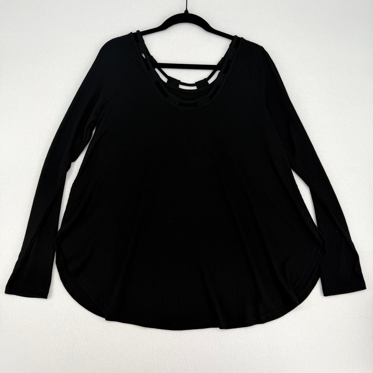 Very J Black Long Sleeve Casual Cotton Blend Flowy Comfy Tunic Top M NWT