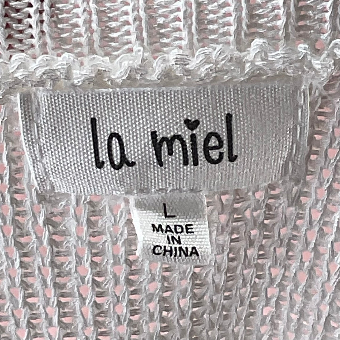 La Miel White Knit Halter Tank Sleeveless Minimalist Boho Beach Stretch Top L