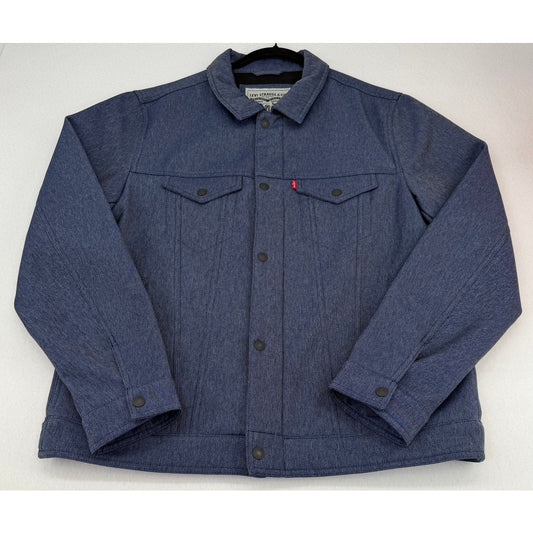 Levi's Blue Soft Shell Classic Trucker Jacket Water Resistant Fleece Lined L