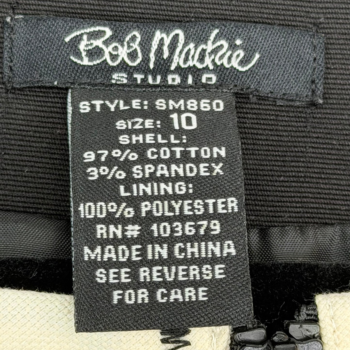 Bob Mackie Studio Black with Cream Trim Full Zip Blazer Jacket NWT 10