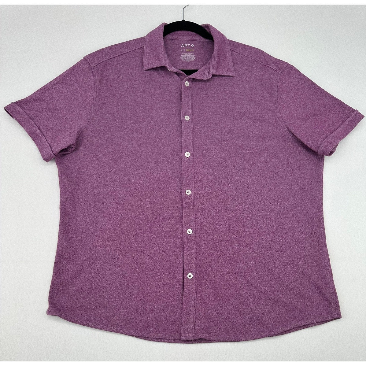Apt 9 Premier Flex Raspberry Button Polo Short Sleeve Shirt L