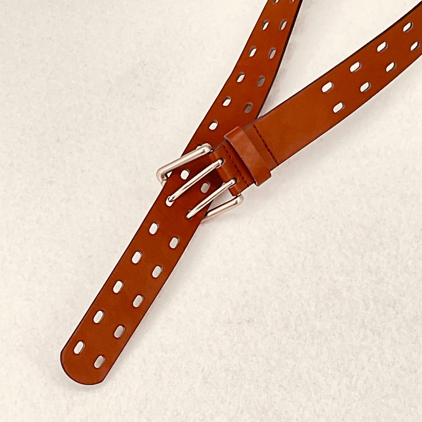 Brown Belt Double Hole Silver Buckle  L/G 43 inches