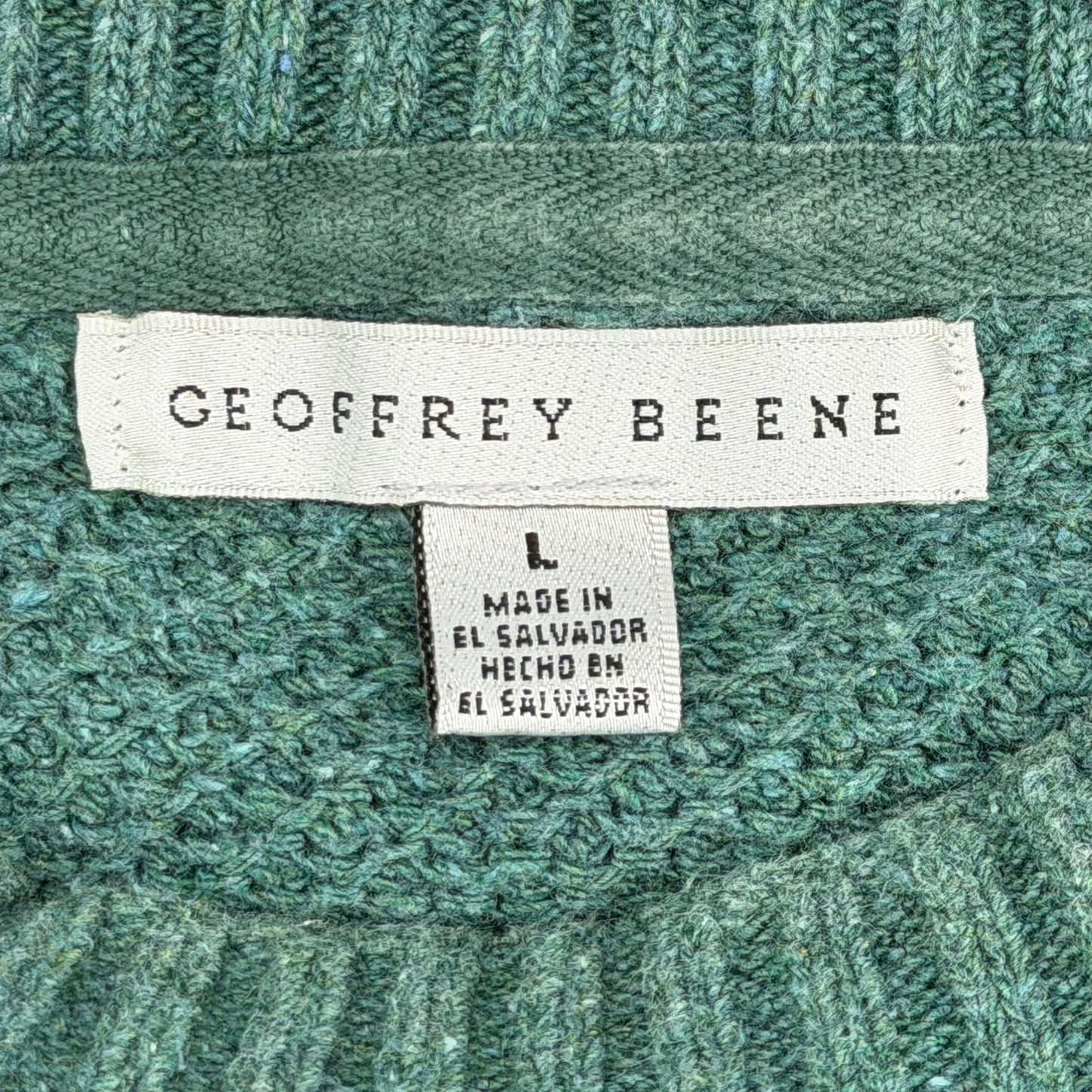 Geoffrey Beene Green Waffle Weave Fishermen Grampacore Sweater L