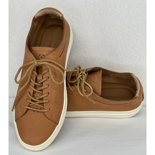 Lacoste L.12.12 118 Unlined Camel Brown Leather Casual Sneakers 7