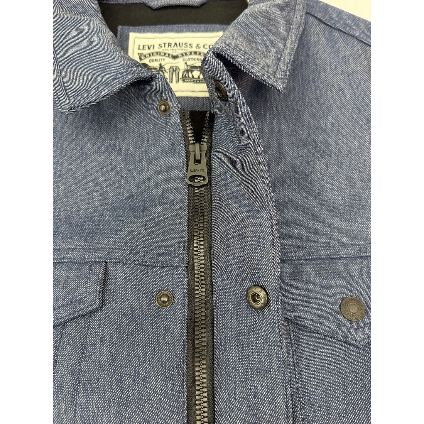 Levi's Blue Soft Shell Classic Trucker Jacket Water Resistant Fleece Lined L