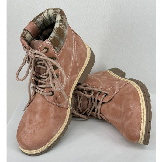 Anjou Femme Pink Casual Winter Hiking Outdoor Chunky Lug Boots 8.5