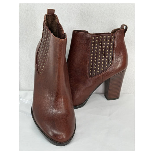 Antonio Melani NWOT Eddie Woodbury Studded Chelsea Brown Leather Boots 6.5M