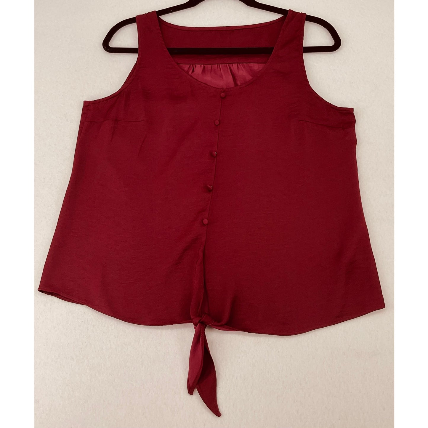 A New Day Womens Burgundy Sleeveless Tank Top Tie-Front Date Night Casual Top M