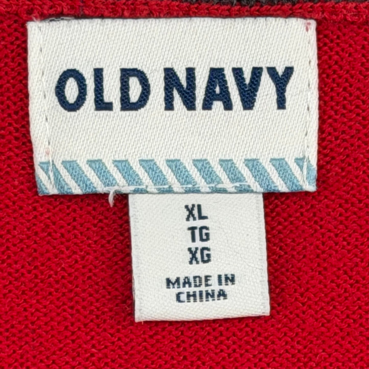 Old Navy Red V Neck Mens Cotton Long Sleeve Lightweight Pullover Sweater XL