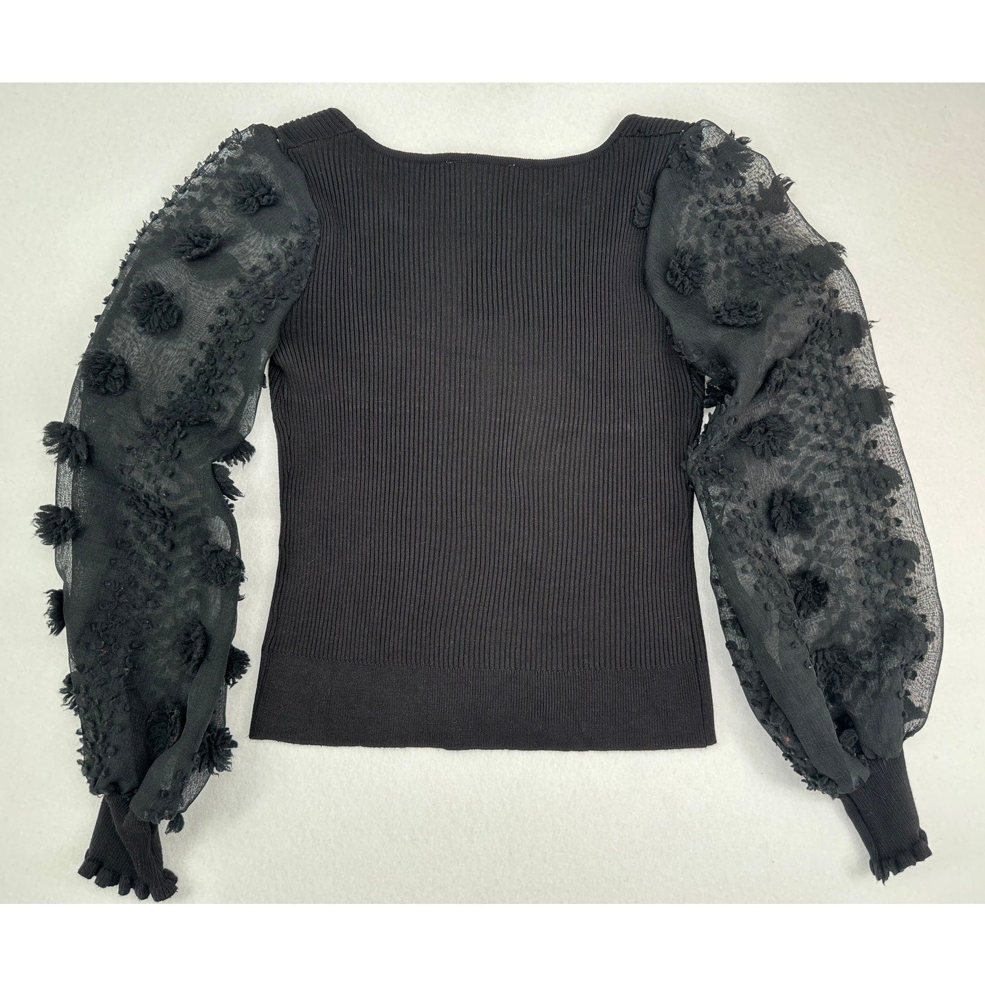No Boundaries Black Long Sleeve Sweater with Sheer Sleeves Goth Party M (7-9)