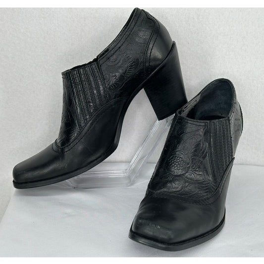 Antonio Melani Leather Square Toe Western Ankle Boots 8M