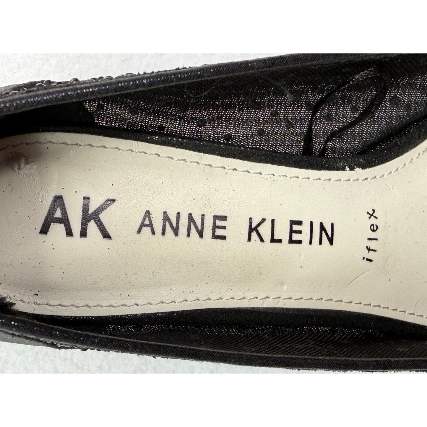 Anne Klein Akfadira Black Pointed Toe Kitten Rhinestone Dress Heels 8.5