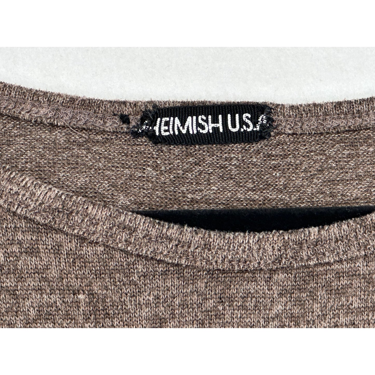 Heimish USA Striped Sleeve Henley Brown Lightweight Sweater Tunic Top M