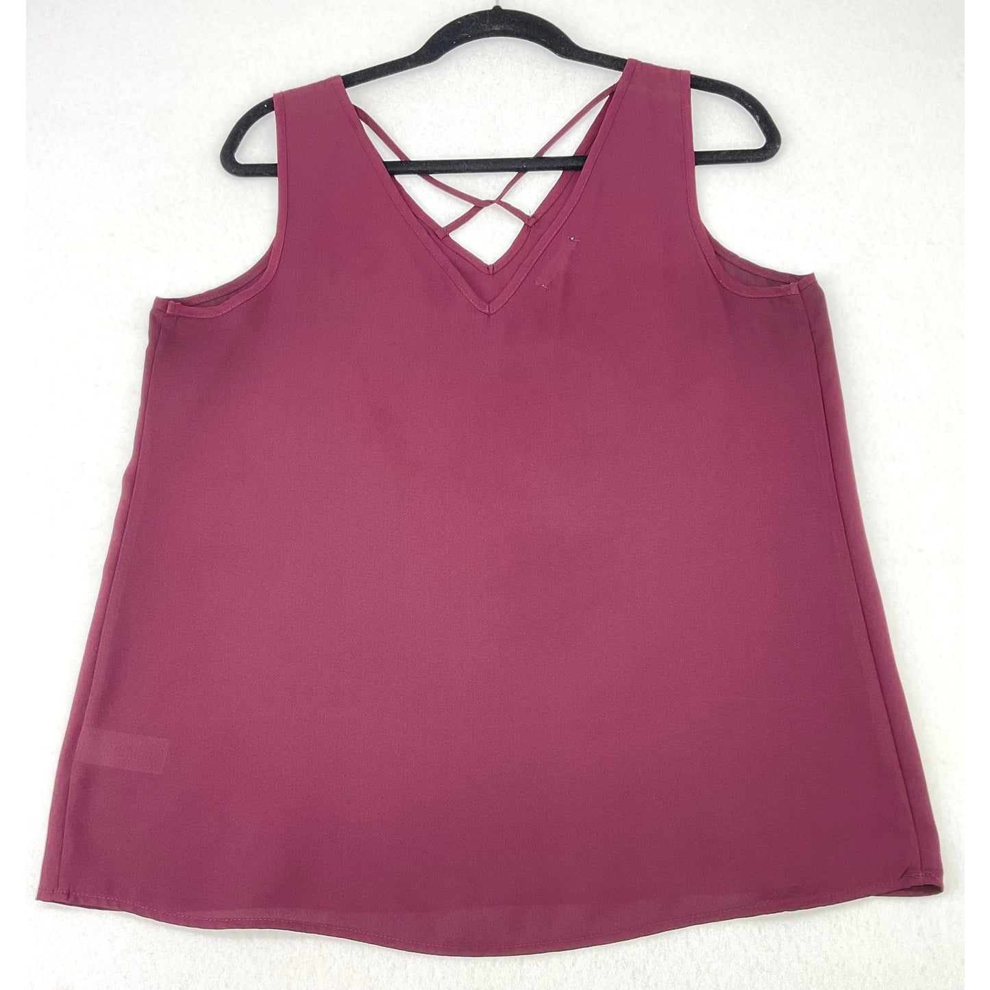 Maurices Burgundy V Neck Front Tank Top Office Party Summer  L