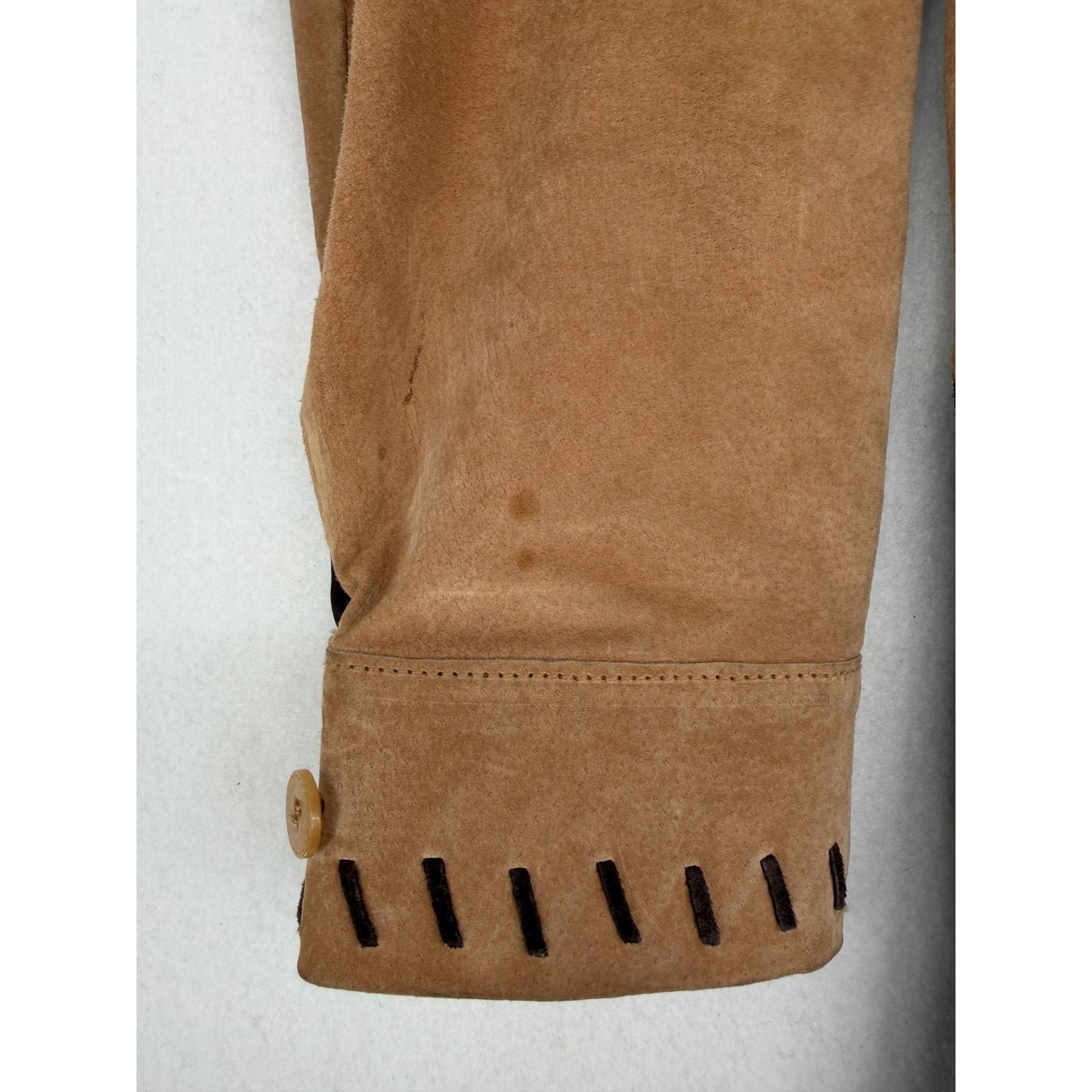 The Quacker Factory Vintage Suede Leather Safari Animal Lined Coat Jacket L