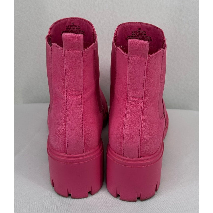 MIA Ivy Hot Pink Lug Ankle Chunky Heel Booties 9M