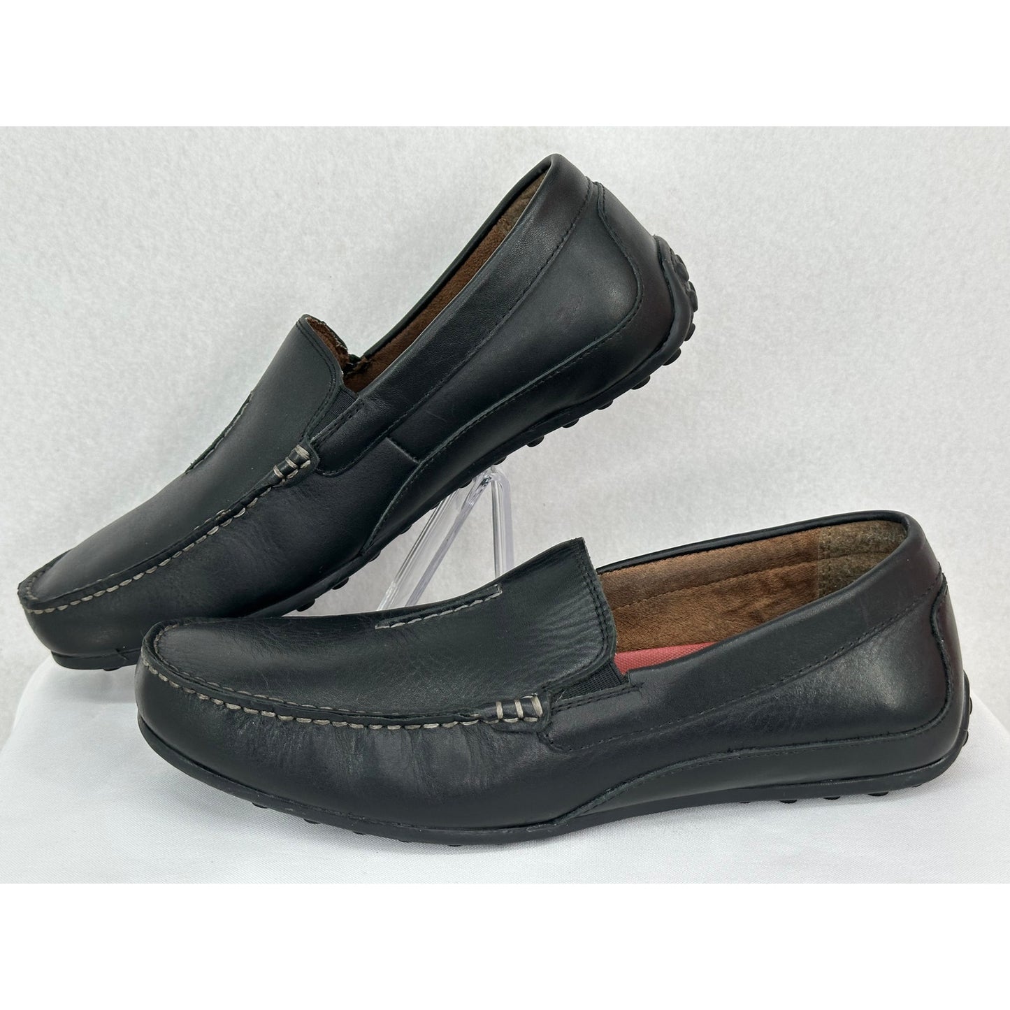 Florsheim Throttle Driver Leather Round Moc Toe Rubber Sole Loafers 10.5M
