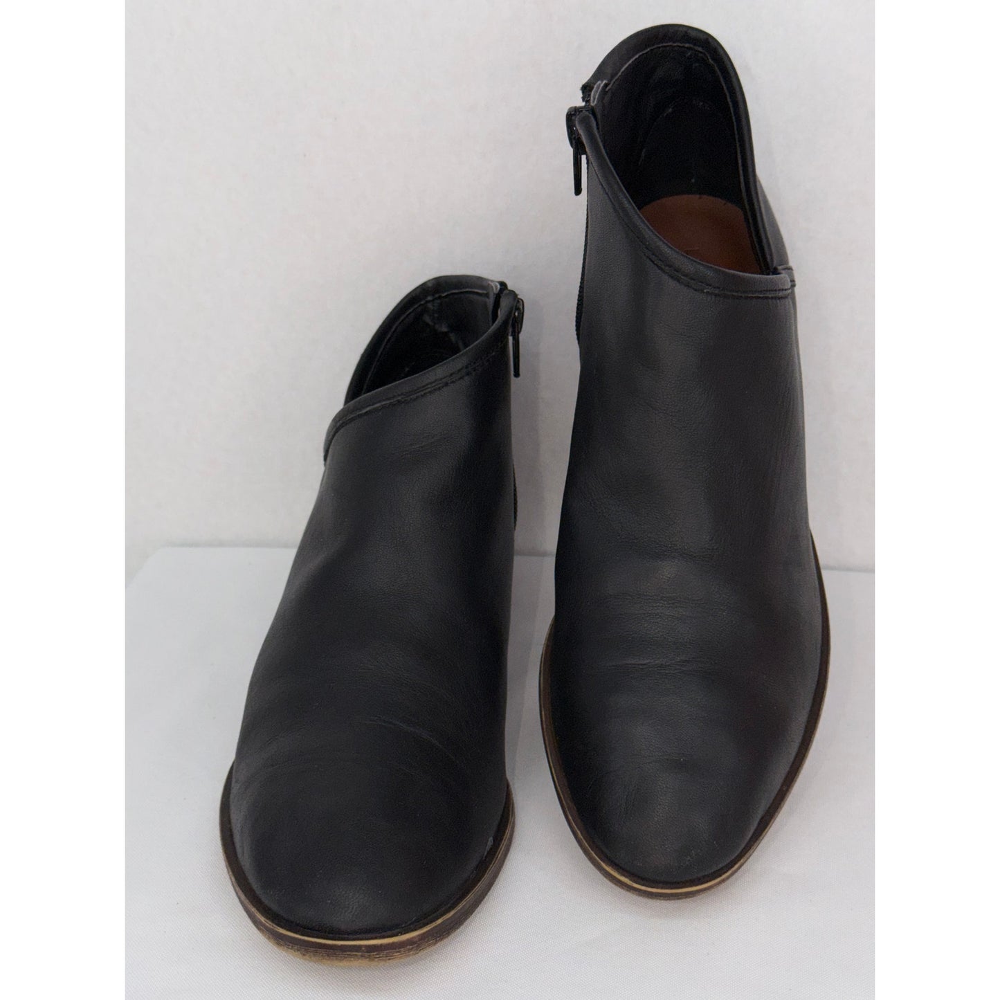 Lucky Brand Brekke Black Glove Kappa Leather Western Ankle Boots Side Zipper 8M