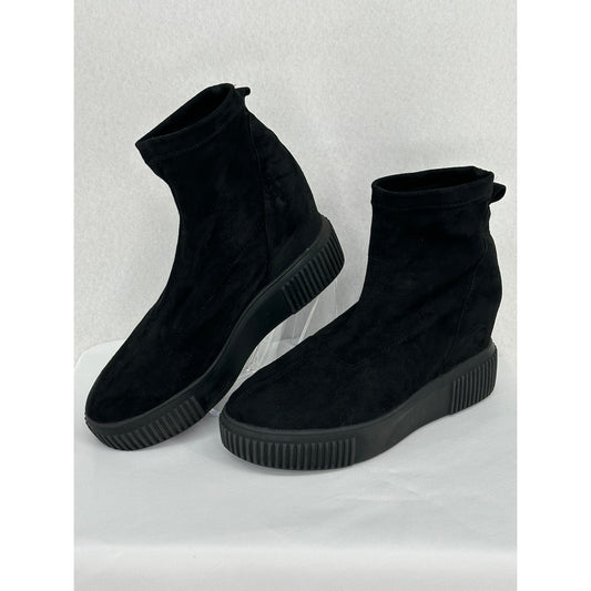 Steve Madden Freshly Wedge Sock Bootie Black Size 8 Punk Goth Suede