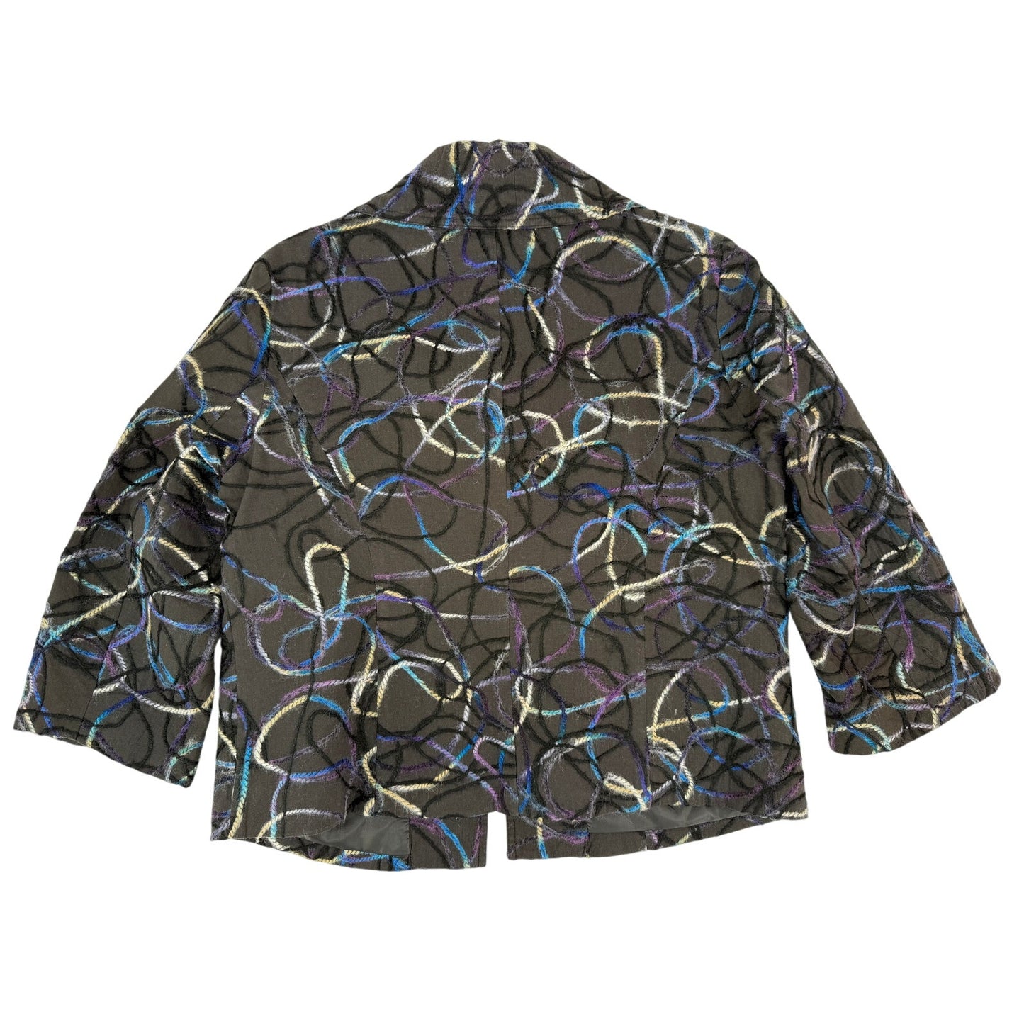 Trenz by Theresa Renz Swing Jacket Embroidered 3/4 Sleeves Vintage Party L