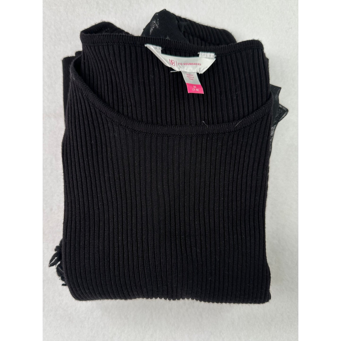 No Boundaries Black Long Sleeve Sweater with Sheer Sleeves Goth Party M (7-9)