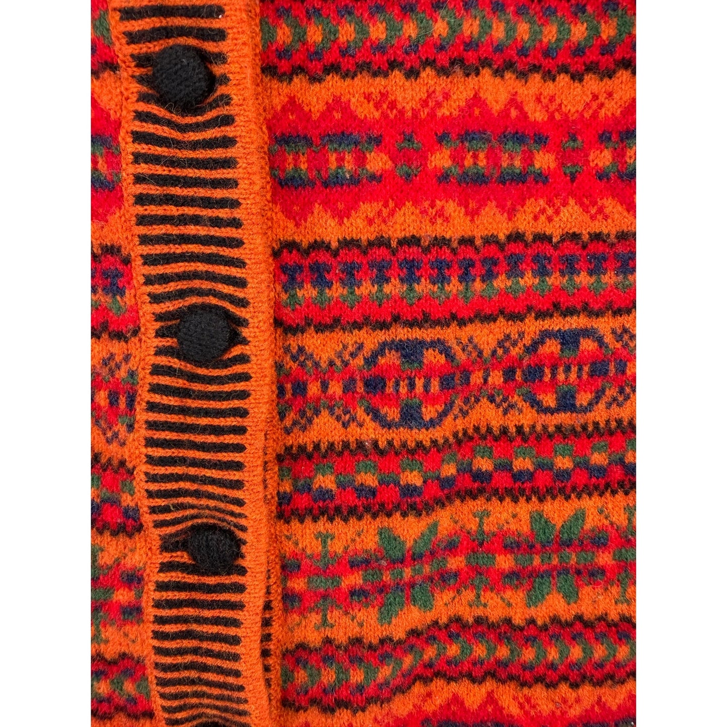 Over The Rainbow Orange Black Cardigan Sweater Made in Scotland S/M