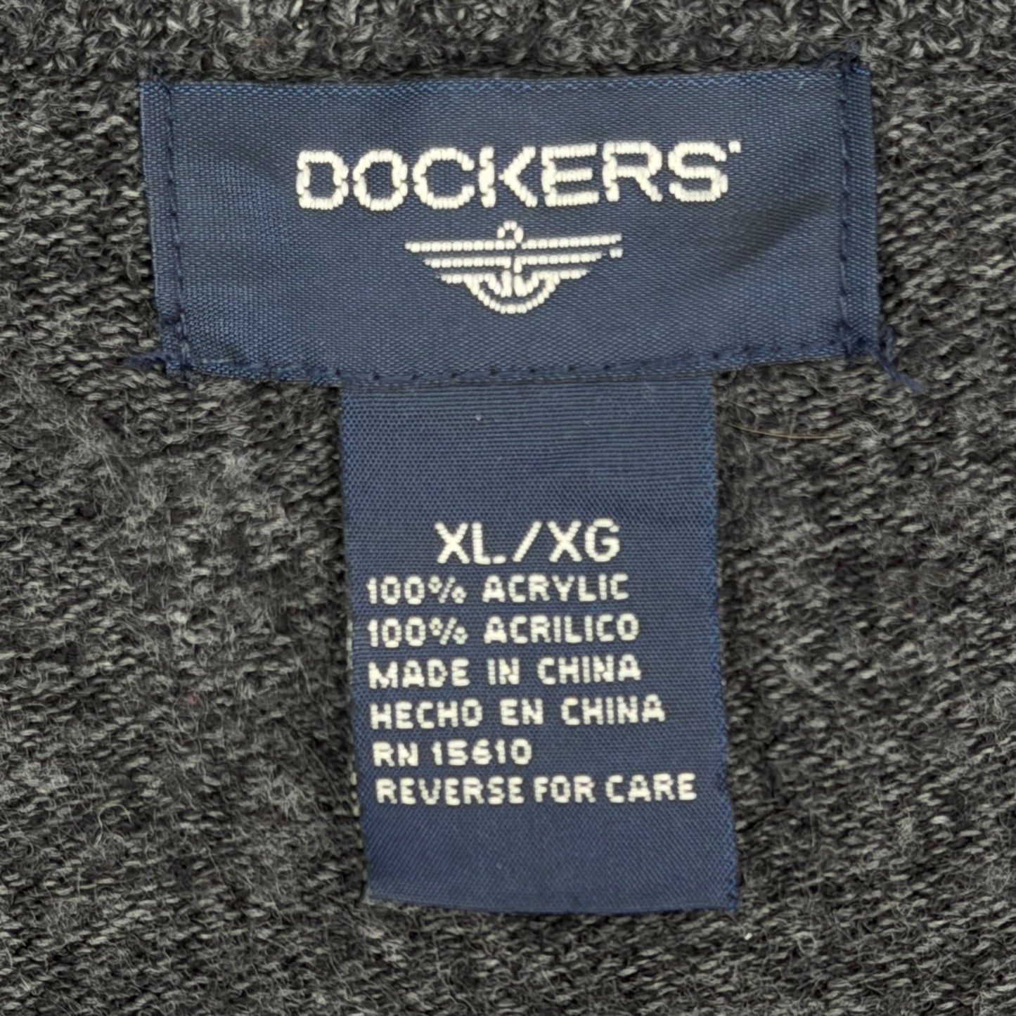 Dockers Dark Marled Gray V Neck Lightweight Pullover Long Sleeve Sweater XL