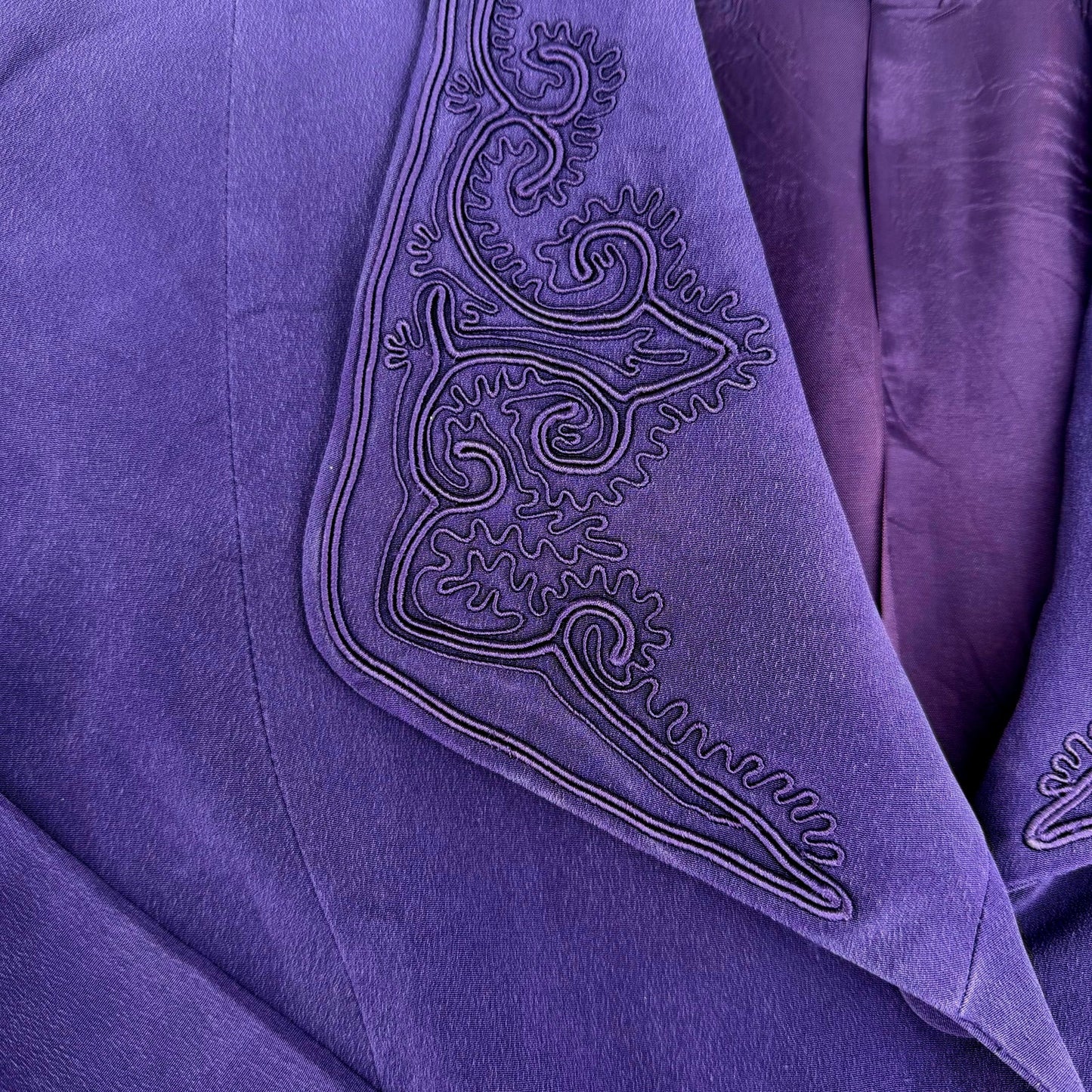 Maggie London Purple Embroidered Lapel Business Office Holiday Party Blazer 16