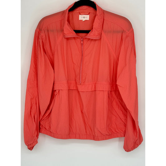 Lou & Grey Ripstop Zip Jacket Electric Coral Color SIze S