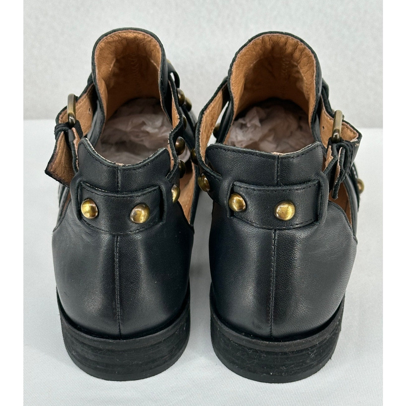 Corso Como Doon Leather Studded Side Buckle Strap Flat Heel Ankle Boots 10M