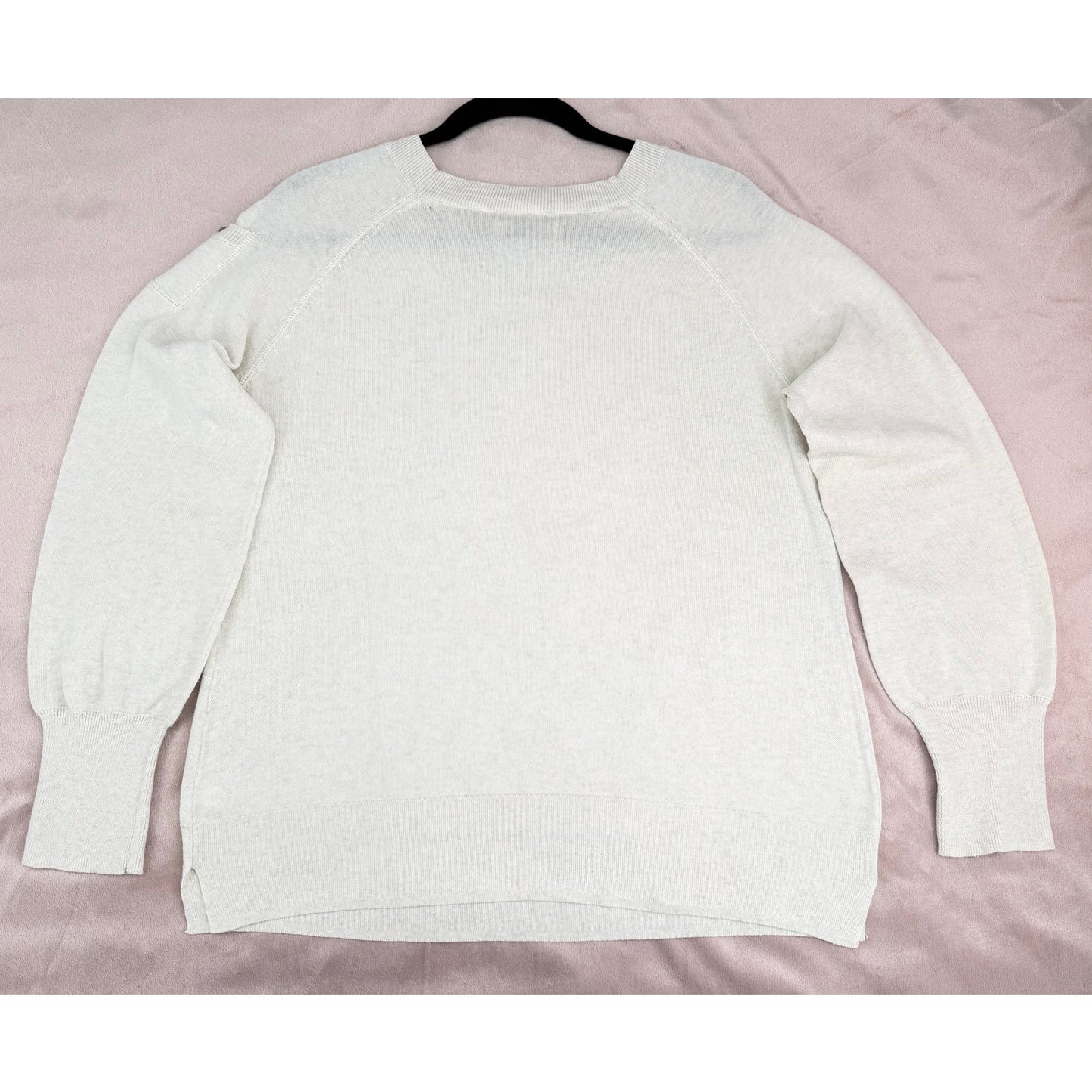 Sonoma Cream Fine Knit Pull On Raglan Long SleeveRibbed Cuffs Sweater XL