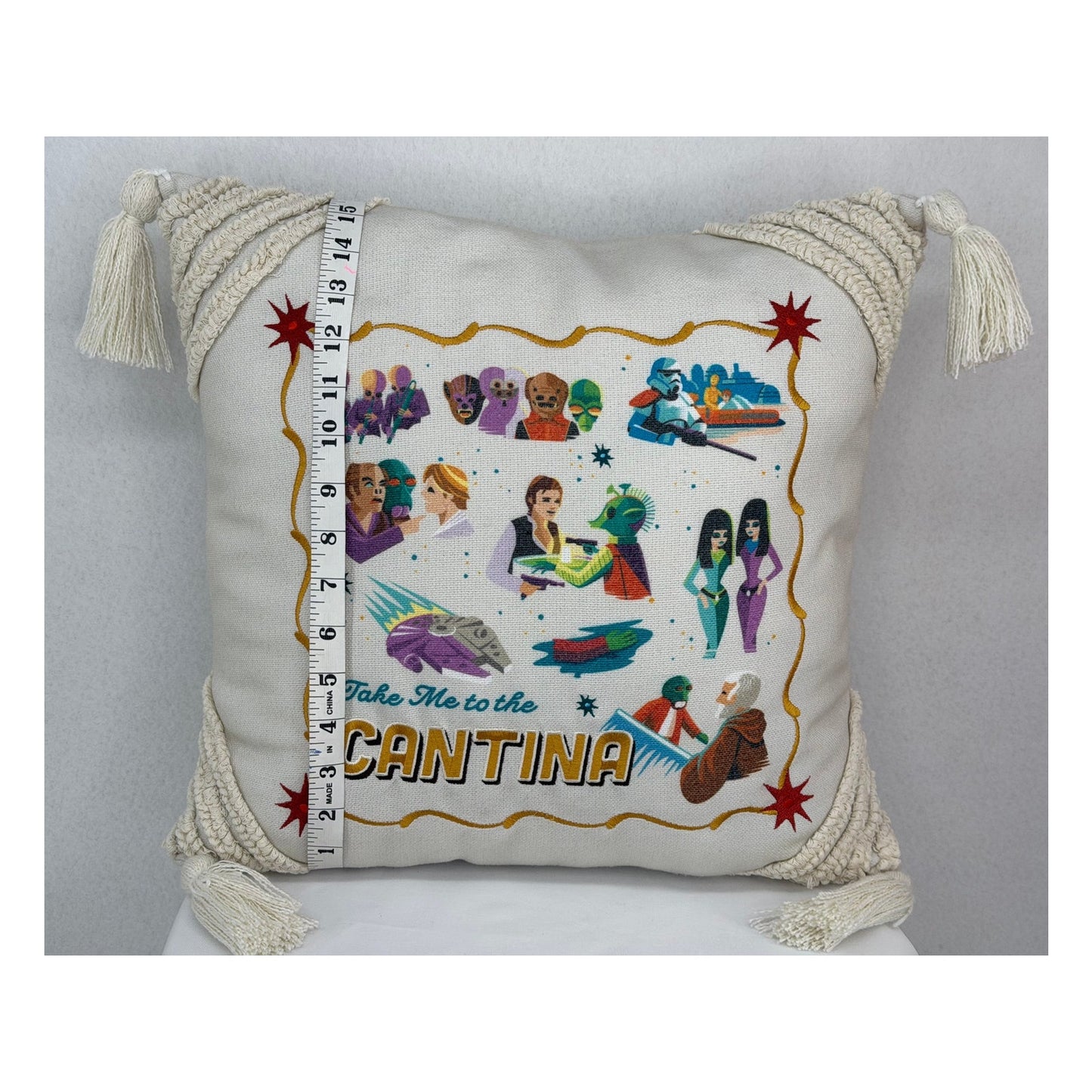 DISNEY PARKS Star Wars Take Me to the Cantina Decorative Pillow 17"x17" NWOT