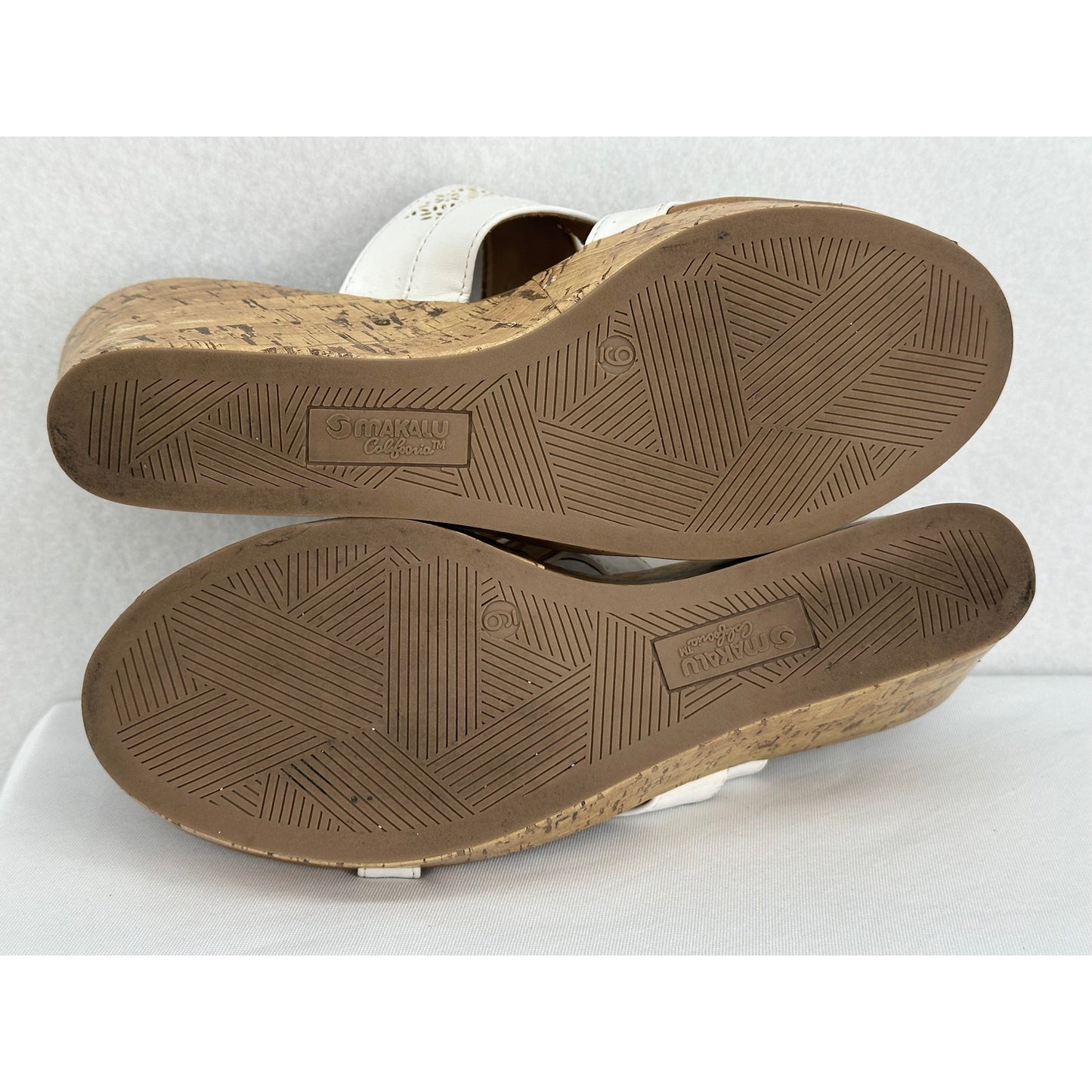 Makalu California White Wedge Sandals Beach Summer 9M